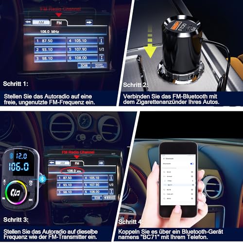 GizmoVine Bluetooth FM Transmitter with Clip Mount, QC3.0 and PD Fast Charging GizmoVine Bluetooth FM Transmitter with Clip Mount, QC3.0 and PD Charging