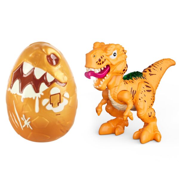 GizmoVine Dinosaur Egg, Build-Your-Own T-Rex with Sounds and Lights GizmoVine dinosaur egg toy hatching into a buildable hand-painted T-Rex with roaring sounds and lights