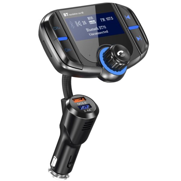 GizmoVine FM Transmitter with 1.7" Display and Volume Control Knob GizmoVine car FM transmitter with 1.7-inch display and volume control knob, QC3.0 fast charging