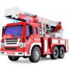 GizmoVine Large Fire Truck Toy with Lights, Sounds and Extending Ladder GizmoVine Fire Engine Toy 28 cm with Lights, Siren and Extending Ladder
