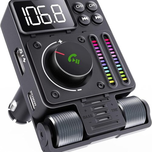 GizmoVine Bluetooth 5.3 FM Transmitter, PD 30W Car Charger with BASS and TRE GizmoVine Bluetooth 5.3 car FM transmitter with 42W output, PD 30W port and 170° rotatable screen
