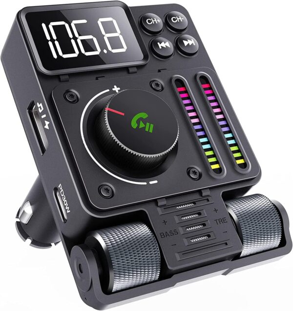 GizmoVine Bluetooth 5.3 FM Transmitter, PD 30W Car Charger with BASS and TRE GizmoVine Bluetooth 5.3 FM Transmitter, 42W PD 30W Car Charger with BASS
