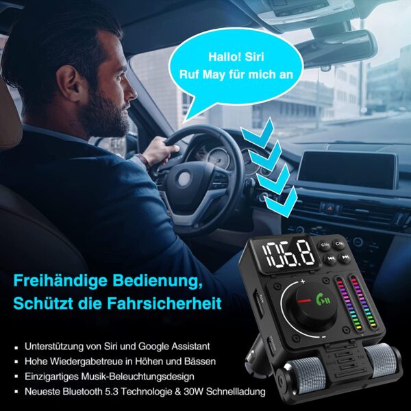 GizmoVine Bluetooth 5.3 FM Transmitter, PD 30W Car Charger with BASS and TRE GizmoVine Bluetooth 5.3 FM Transmitter, 42W PD 30W Car Charger with BASS