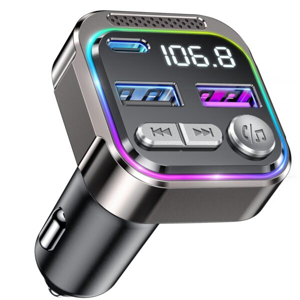 GizmoVine Bluetooth 5.3 FM Transmitter for Car, PD 36W & QC 18W Fast Charger GizmoVine Bluetooth 5.3 car FM transmitter with PD 36W and QC 18W dual fast charging ports