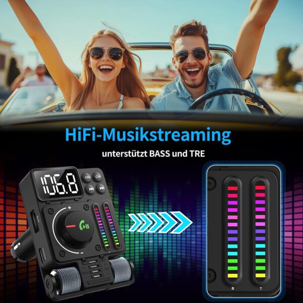 GizmoVine Transmetteur FM Bluetooth 5.3 42W avec PD 30W et écran 170°