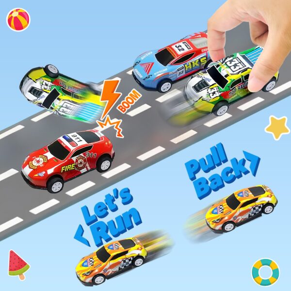 GizmoVine 22-Piece Metal Toy Car Set with 8 Roadblocks, 1:64 Mini Pull-Back Cars GizmoVine 22-Piece Metal Toy Car Set with 8 Roadblocks, 1:64 Mini Pull-Back Cars