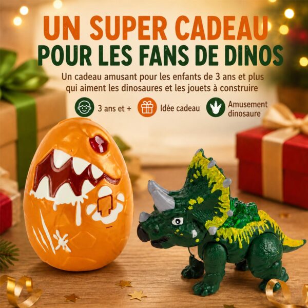 GizmoVine Build-Your-Own Triceratops Kit with Light-Up Dinosaur Egg GizmoVine Kit Tricératops à monter avec œuf de dinosaure lumineux