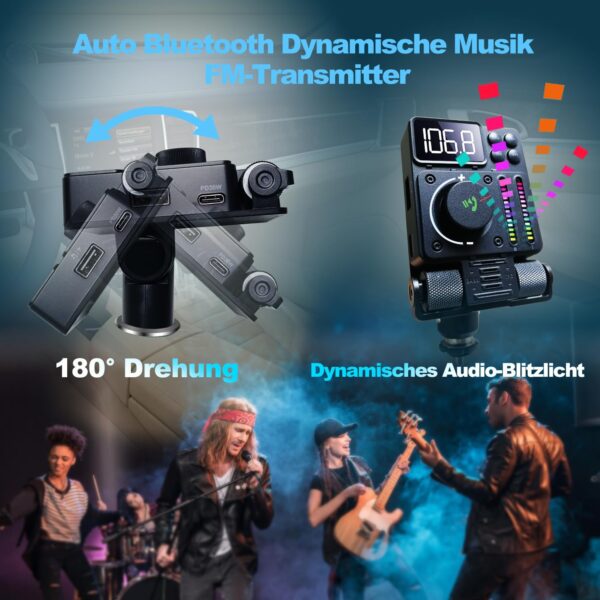 GizmoVine Bluetooth 5.3 FM Transmitter, PD 30W Car Charger with BASS and TRE GizmoVine Bluetooth 5.3 FM Transmitter, 42W PD 30W Car Charger with BASS