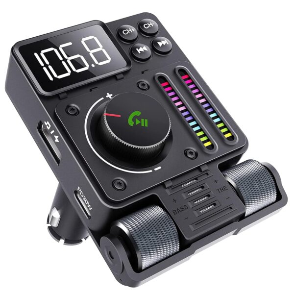 GizmoVine Bluetooth 5.3 FM Transmitter, 42W PD 30W with 170° Display GizmoVine transmetteur FM Bluetooth 5.3 42W avec PD 30W et écran orientable à 170°