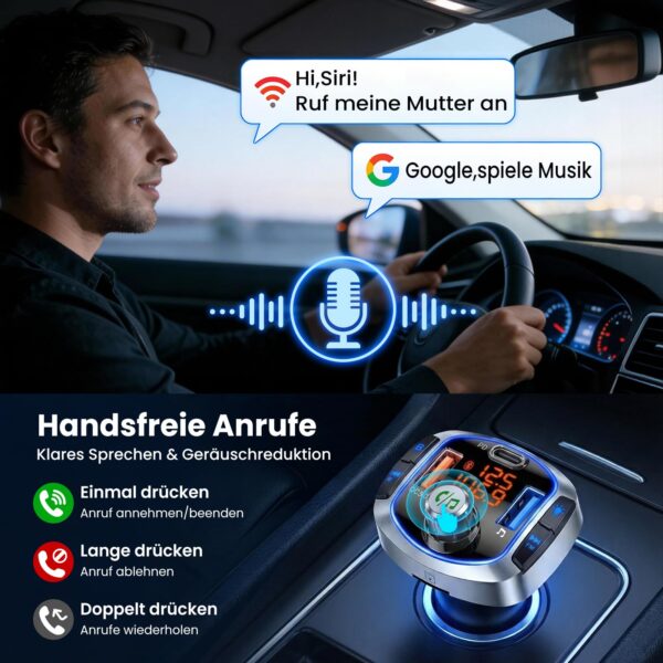 GizmoVine Transmetteur FM Bluetooth 5.4 pour voiture, 81W PD 45W et QC3.0 36W