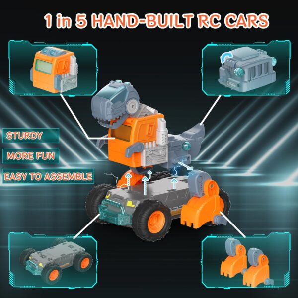 GizmoVine Dinosaurio Radio Control Camión 17 piezas, 5 en 1 transformable