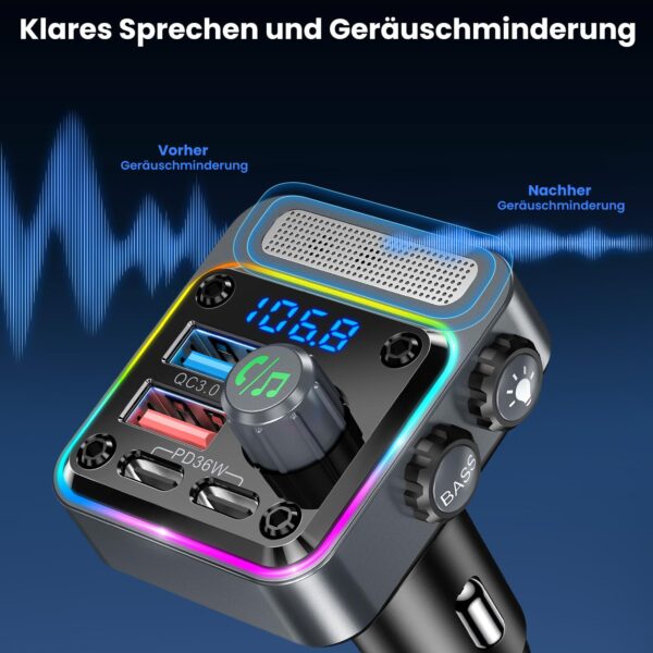 GizmoVine Bluetooth 5.3 FM Transmitter, 54W with PD 36W and QC3.0 18W GizmoVine Transmetteur FM Bluetooth 5.3 54W avec PD 36W et QC3.0 18W