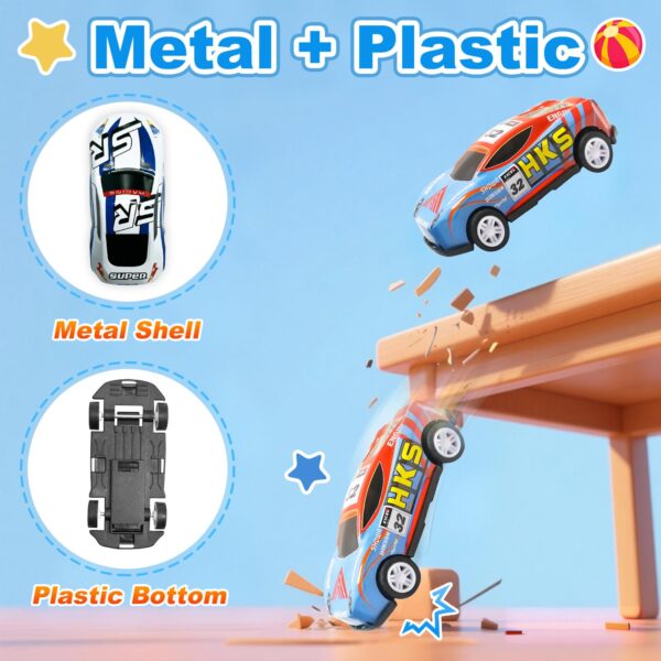 GizmoVine 22-Piece Metal Toy Car Set with 8 Roadblocks, 1:64 Mini Pull-Back Cars GizmoVine 22-Piece Metal Toy Car Set with 8 Roadblocks, 1:64 Mini Pull-Back Cars
