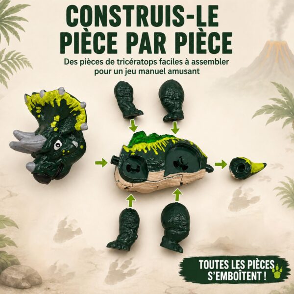 GizmoVine Build-Your-Own Triceratops Kit with Light-Up Dinosaur Egg GizmoVine Kit Tricératops à monter avec œuf de dinosaure lumineux