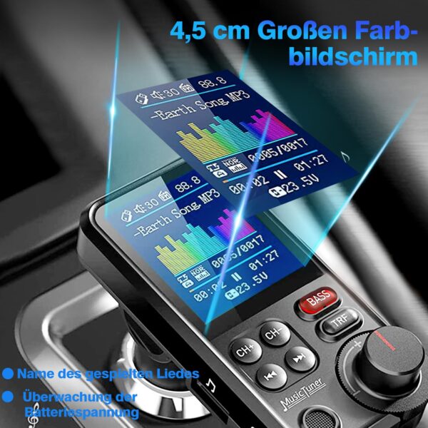 GizmoVine Bluetooth FM Transmitter with 4.5 cm Colour Display and QC3.0 Charging GizmoVine Bluetooth FM Transmitter with 4.5 cm Colour Display and QC3.0