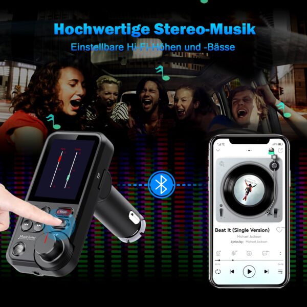 GizmoVine Bluetooth FM Transmitter with 4.5 cm Colour Display and QC3.0 Charging GizmoVine Bluetooth FM Transmitter with 4.5 cm Colour Display and QC3.0