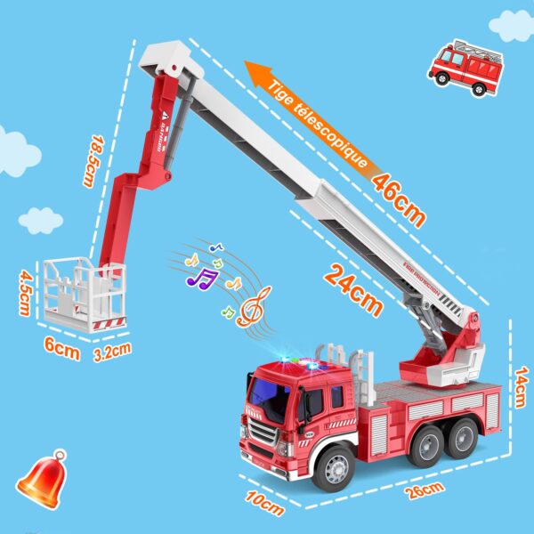 GizmoVine Large Fire Truck Toy with Lights, Sounds and Extending Ladder GizmoVine Fire Engine Toy 28 cm with Lights, Siren and Extending Ladder