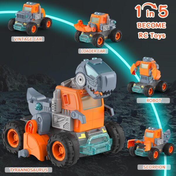 GizmoVine Dinosaurio Radio Control Camión 17 piezas, 5 en 1 transformable
