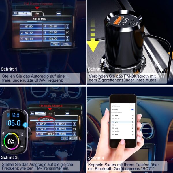 GizmoVine Transmisor FM Bluetooth con base adhesiva y clip