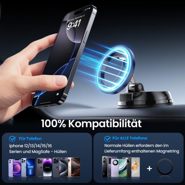 GizmoVine MagSafe Car Mount with 35 kg Vacuum Suction Cup