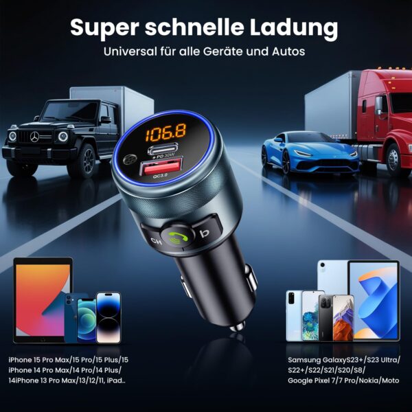 GizmoVine 48W Car FM Transmitter with Rotary Knob and Bluetooth 5.3