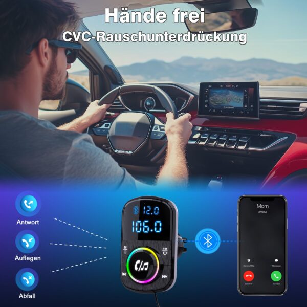 GizmoVine Transmisor FM Bluetooth con base adhesiva y clip