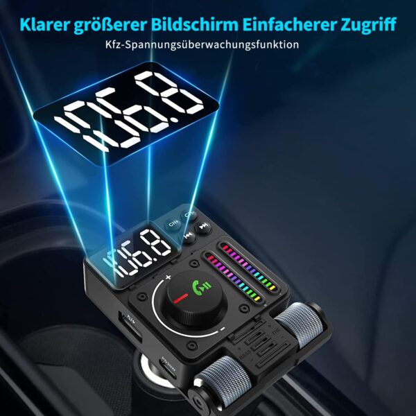 GizmoVine Transmetteur FM Bluetooth 5.3 42W avec PD 30W et écran 170°