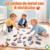 GizmoVine Set de 22 Coches de Juguete de Metal con 8 Obstáculos, Coches de Retroceso 1:64 GizmoVine Set de 22 Coches de Juguete de Metal con 8 Obstáculos, Coches de Retroceso 1:64