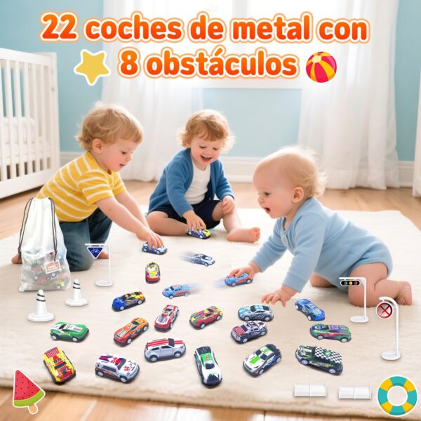 GizmoVine Set de 22 Coches de Juguete de Metal con 8 Obstáculos, Coches de Retroceso 1:64 GizmoVine Set de 22 Coches de Juguete de Metal con 8 Obstáculos, Coches de Retroceso 1:64