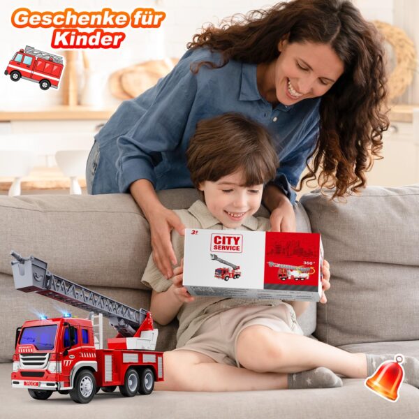 GizmoVine Fire Engine Toy 30 cm with Extending Ladder, Lights and Siren