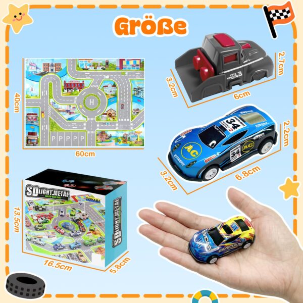 GizmoVine Auto Spielzeug Set, 10 Spielzeugautos aus Metall mit Katapult und Spielmatte