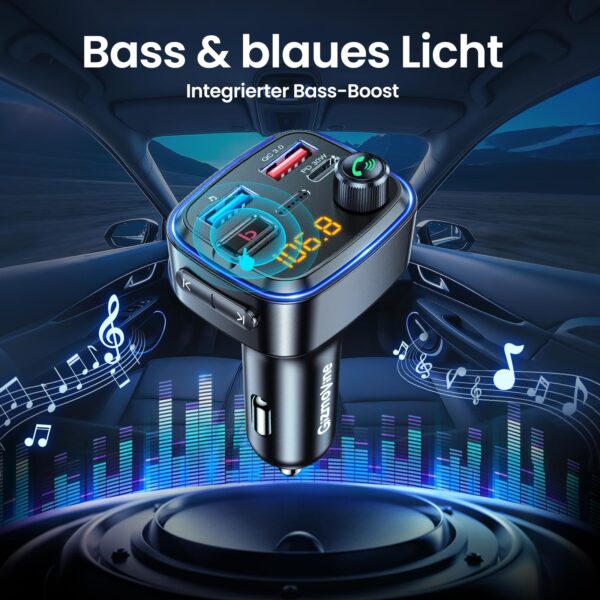 GizmoVine Car FM Transmitter with Bass Boost, PD 30W and QC 18W