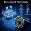 GizmoVine Transmetteur FM Bluetooth 5.3 avec PD 36W et QC 18W, LED multicolore