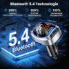 GizmoVine Transmetteur FM Bluetooth 5.4 pour voiture, 81W PD 45W et QC3.0 36W
