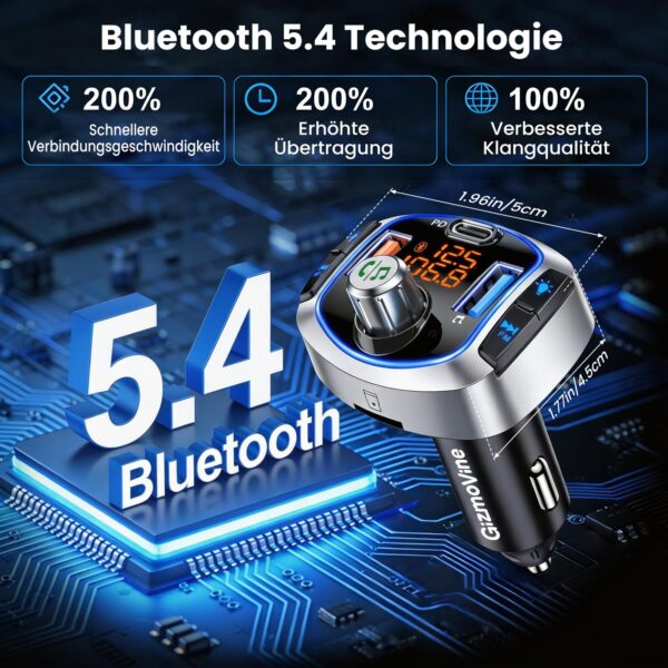 GizmoVine Transmetteur FM Bluetooth 5.4 pour voiture, 81W PD 45W et QC3.0 36W