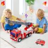 GizmoVine Fire Engine Toy 30 cm with Extending Ladder, Lights and Siren