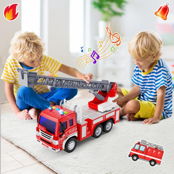 GizmoVine Fire Engine Toy 30 cm with Extending Ladder, Lights and Siren