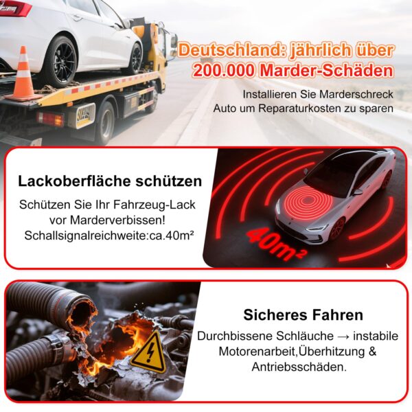 GizmoVine Ultrasonic Marten Repeller for Car, 12V Engine Bay Protection GizmoVine Mardervergrämer fürs Auto 12V – Ultraschall Marderschutz für den Motorraum
