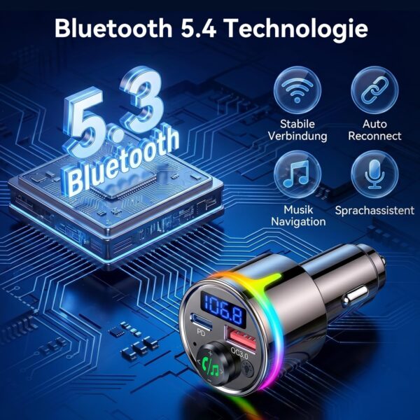 GizmoVine Bluetooth 5.3 FM Transmitter, Zinc Alloy with PD 30W and QC 18W GizmoVine Bluetooth 5.3 FM Transmitter aus Zinklegierung mit PD 30W und QC 18W