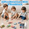GizmoVine 22-Piece Metal Toy Car Set with 8 Roadblocks, 1:64 Mini Pull-Back Cars GizmoVine 22-Piece Metal Toy Car Set with 8 Roadblocks, 1:64 Mini Pull-Back Cars