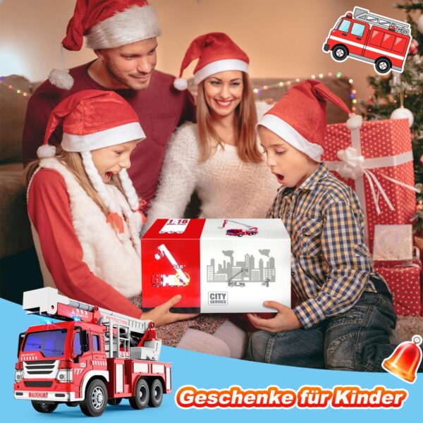 GizmoVine Large Fire Truck Toy with Lights, Sounds and Extending Ladder GizmoVine Fire Engine Toy 28 cm with Lights, Siren and Extending Ladder