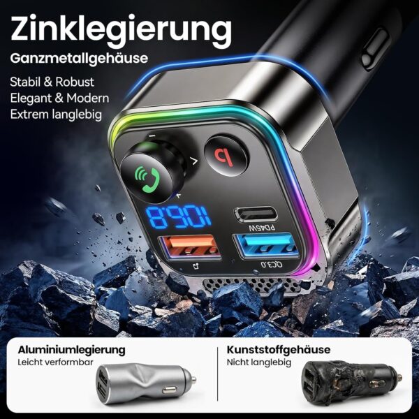 GizmoVine Bluetooth 5.4 FM Transmitter, 63W with PD 45W and 18W