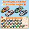 GizmoVine Coffret 22 Petites Voitures en Métal avec 8 Barrages Routiers, Voitures à Friction 1/64
