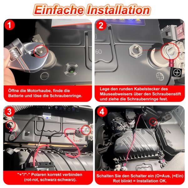 GizmoVine Ultrasonic Marten Repeller for Car, 12V Engine Bay Protection GizmoVine Mardervergrämer fürs Auto 12V – Ultraschall Marderschutz für den Motorraum