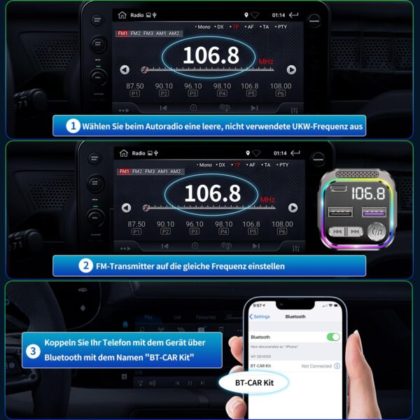 GizmoVine Bluetooth 5.3 FM Transmitter for Car, PD 36W & QC 18W Charger