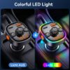 GizmoVine Transmetteur FM Bluetooth 5.3 avec PD 36W et QC 18W, LED multicolore