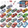 GizmoVine 22-Piece Metal Toy Car Set with 8 Roadblocks, 1:64 Mini Pull-Back Cars GizmoVine 22-Piece Metal Toy Car Set with 8 Roadblocks, 1:64 Mini Pull-Back Cars